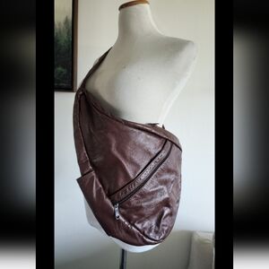 Vintage AmeriBag Healthy Back Bag Crossbody Sling Dark Brown Leather Purse